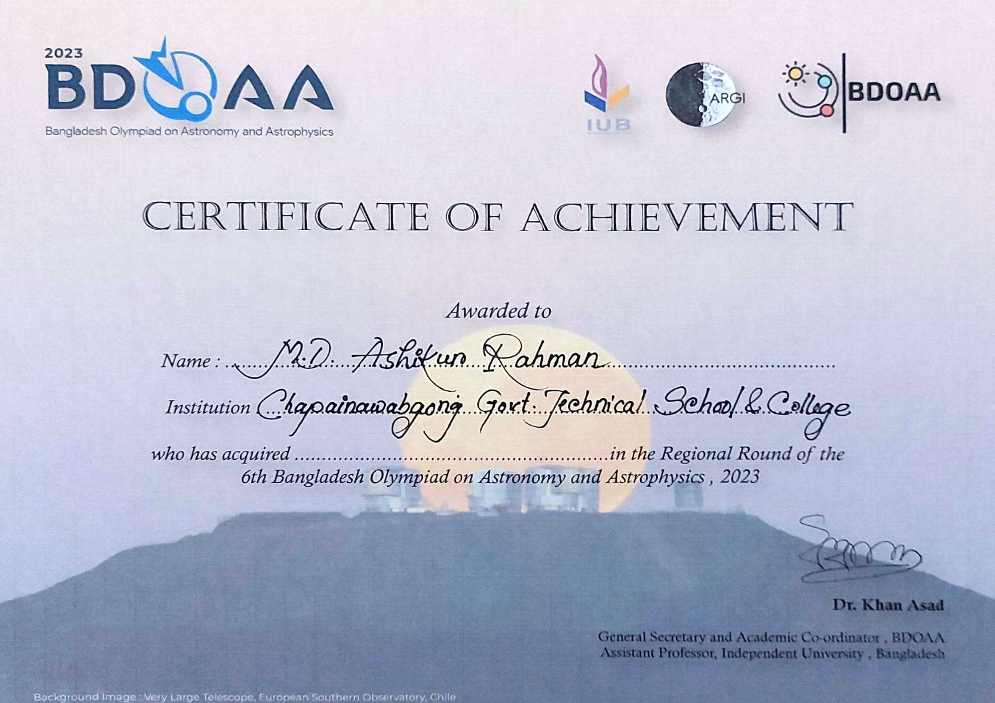 Olympiad Certificate 6